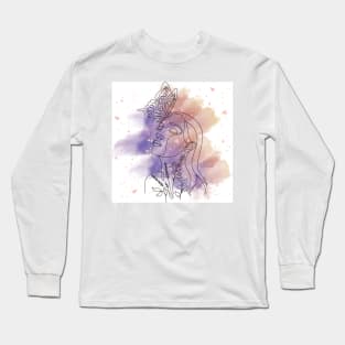 Butterlfy and Woman Silhouette Long Sleeve T-Shirt